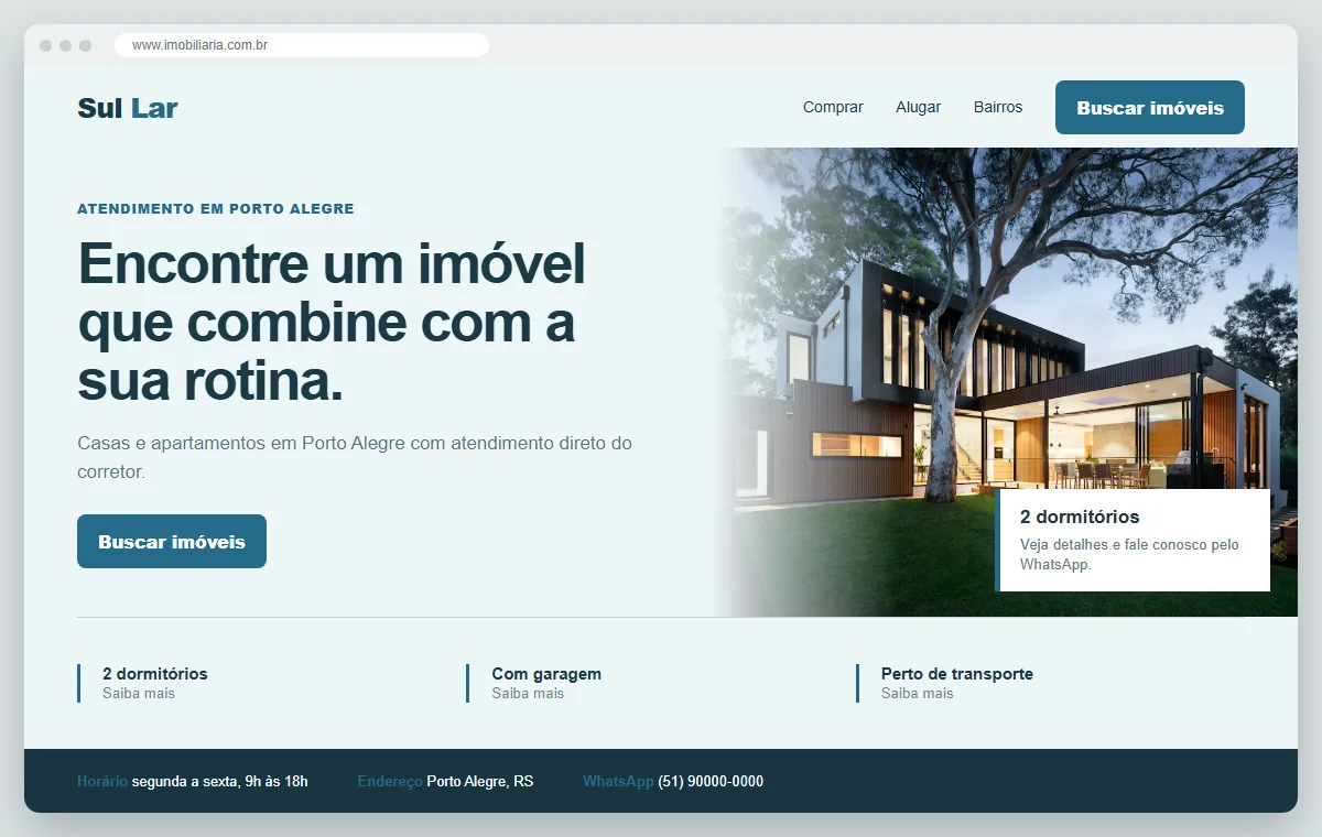 Exemplo de como ficaria o site para imobiliária
